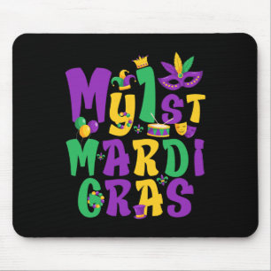 Tapis De Souris Mardi Gras Party Ma Première Mardi Gras tenue pour