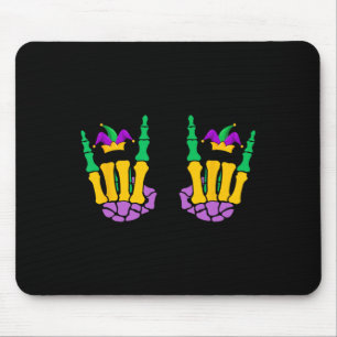 Tapis De Souris Mardi Gras Skeleton Mains Rock Drôle Sur Devil Hor