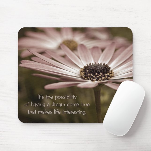 Tapis De Souris Marguerite Rose Avec Citation (Avec souris)