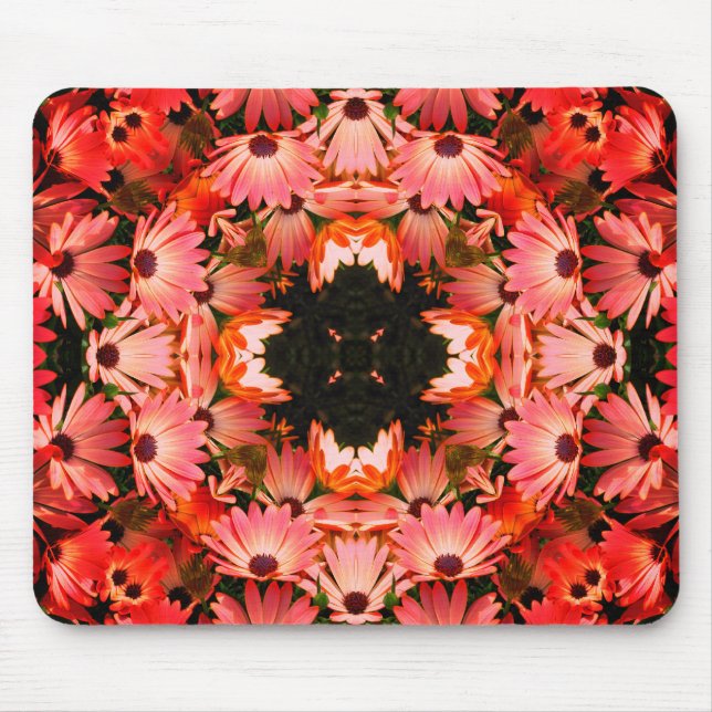 Tapis De Souris Marguerites africaines roses Art Floral Abstrait (Devant)