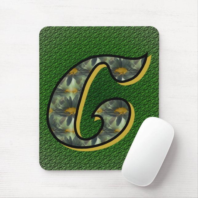 Tapis De Souris Marguerites C initiales monogrammes Mousepad (Avec souris)