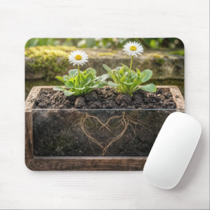 Tapis De Souris Marguerites Dans une Boîte à Fleurs
