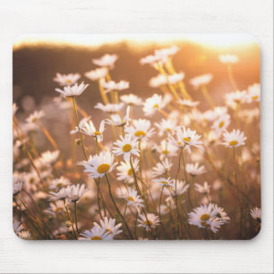 Tapis De Souris Marguerites des prés de coucher du soleil