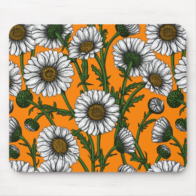 Tapis De Souris Marguerites sur orange (Devant)