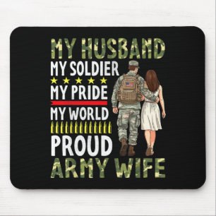Tapis De Souris Mari soldat fierté monde fier femme de l'arméeMari