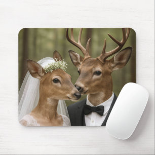 Tapis De Souris Mariage de cerf et biche dans la forêt