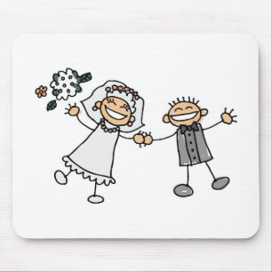 Tapis De Souris Mariage de dessins humoristiques Happy Couple Brid