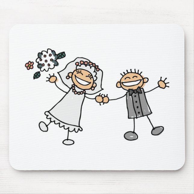 Tapis De Souris Mariage de dessins humoristiques Happy Couple Brid (Devant)