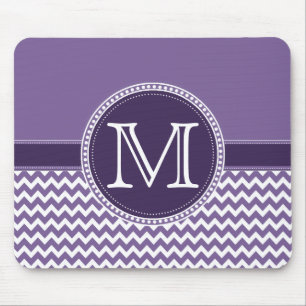 Tapis De Souris Mariage de monogramme de Chevron Zigzag mauve et b