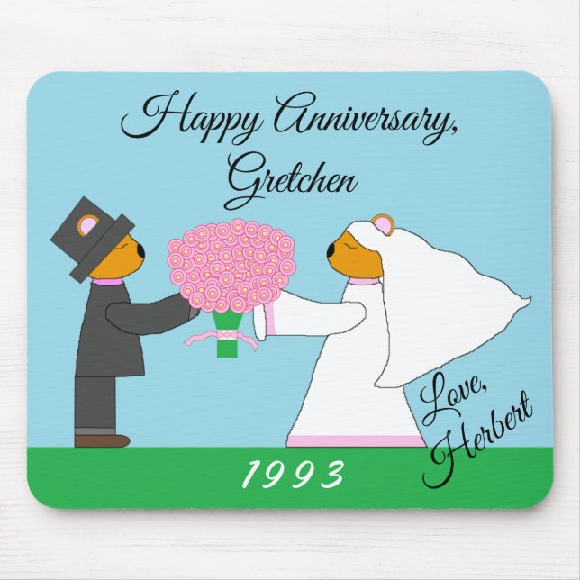 Tapis De Souris Mariage de nounours : Anniversaire (Devant)