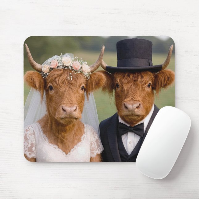 Tapis De Souris Mariage de vaches Highland (Avec souris)