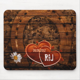 Tapis De Souris Mariage en fer à cheval en bois de grange