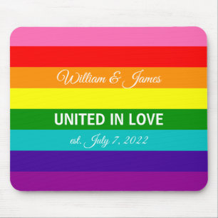 Tapis De Souris Mariage gay - Rainbow Flag Texte personnalisé LGB