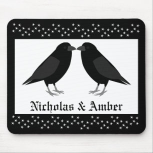 Tapis De Souris Mariage gothique Baiser Ravens Personnalisé