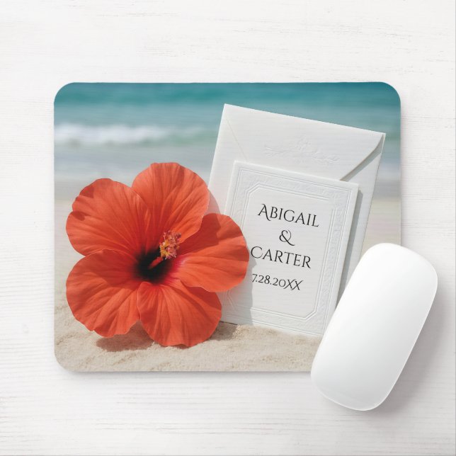 Tapis De Souris Mariage Plage Avec Fleur Hibiscus (Avec souris)