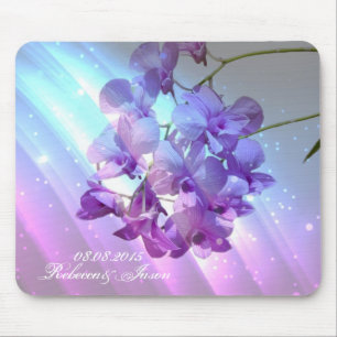 Tapis De Souris mariage pourpre lilas floral moderne d'orchidée