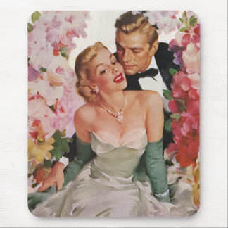 Tapis De Souris Mariage Vintage, Jeunes Mariés Rétro Mariés