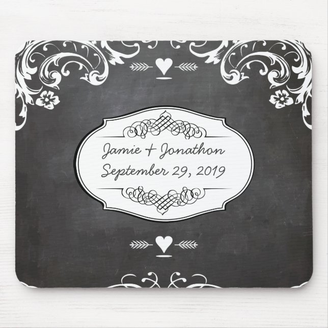 Tapis De Souris Mariages de typographie sur tableau noir (Devant)