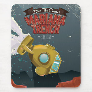 Tapis De Souris Marianas Trench poster de voyage de dessin animé v