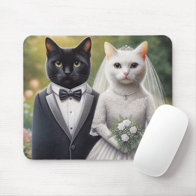 Tapis De Souris Mariée et marié chat (Avec souris)