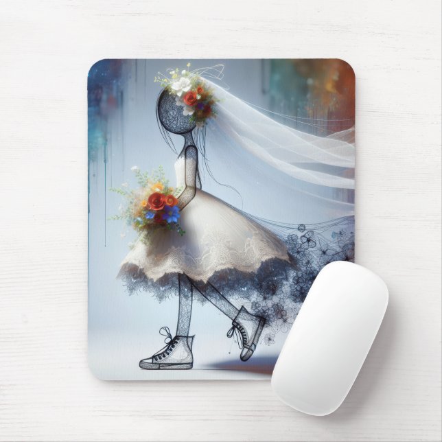 Tapis De Souris Mariée Fantaisiste En Baskets (Avec souris)
