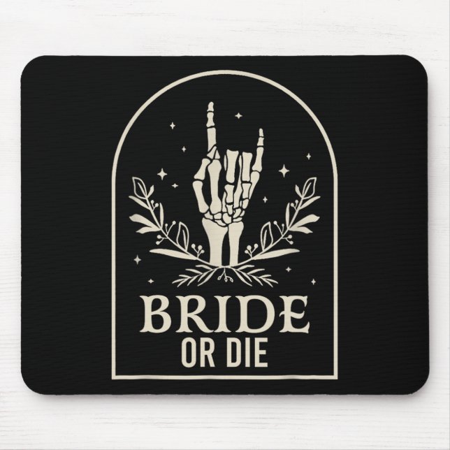 Tapis De Souris Mariée Ou Mourir Main De Squelette Gothique Enterr (Devant)