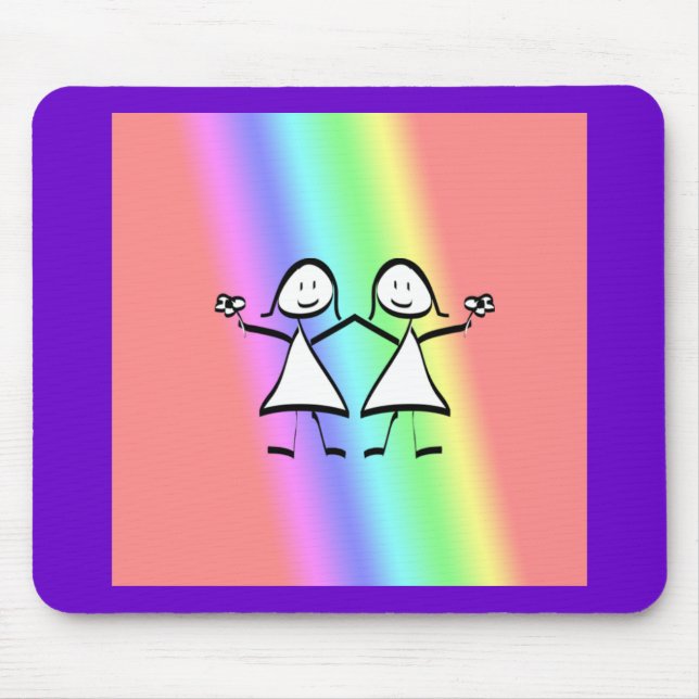 Tapis De Souris Mariées lesbiennes de Rainbow Pride (Devant)