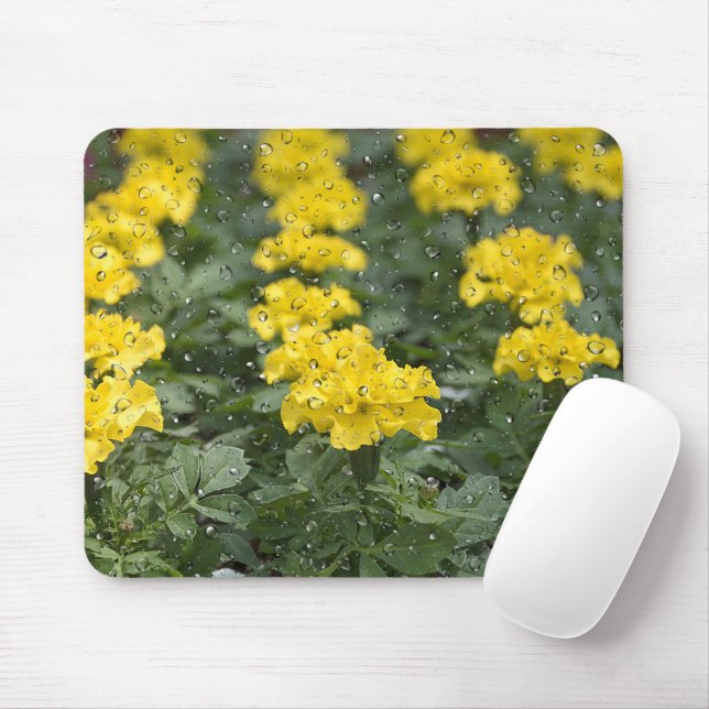 Tapis De Souris Marigold Jaune Avec Raindrops Pad Souris (Avec souris)