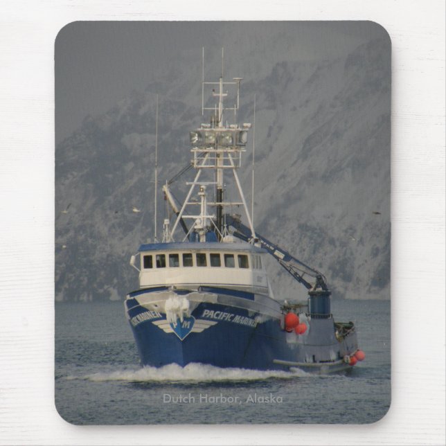 Tapis De Souris Marin Pacifique, bateau de crabe dans le port (Devant)