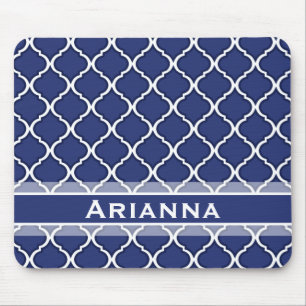 Tapis De Souris Marine moderne Blue Marocain Trellis