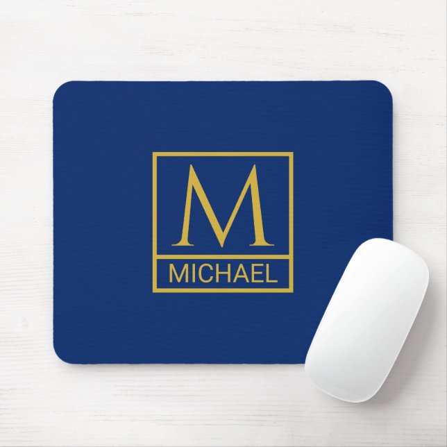 Tapis de souris marine personnalisé avec initiale  (Avec souris)