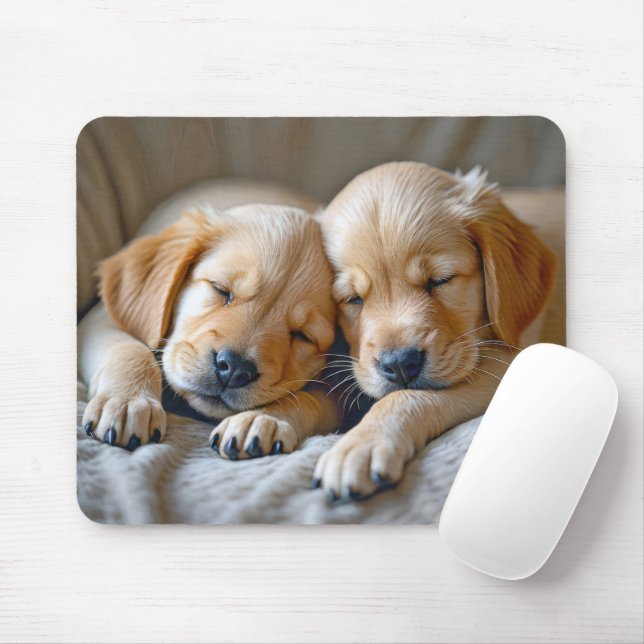 Tapis De Souris Marionnettes Golden Retriever dormant (Avec souris)