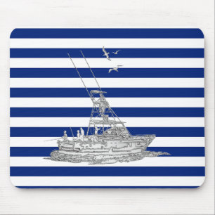 Tapis De Souris Marlin Fishing Chrome sur les rayures de marine