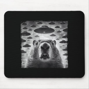 Tapis De Souris Marmotte drôle selfie avec un alien Ufos Marmotte