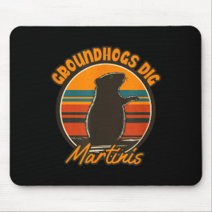 Tapis De Souris Marmottes Et Martinis - Drôle D'art Rétro De Marmo