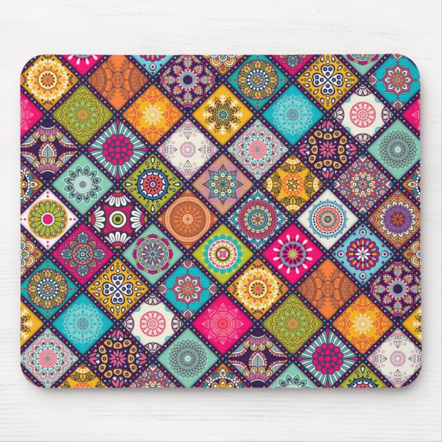 Tapis De Souris Marocain coloré de motif de mandala (Devant)