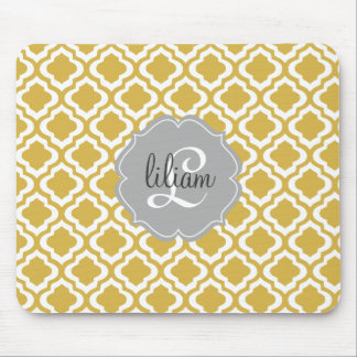 Tapis De Souris Marocain élégant Quatrefoil d'or personnalisé