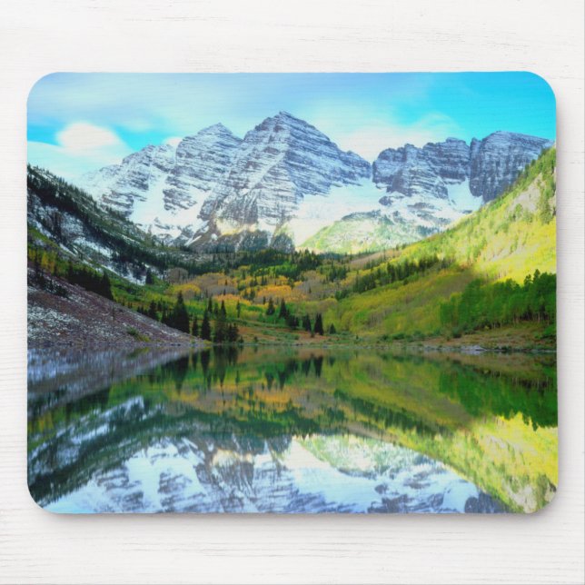 Tapis De Souris Maroon Bells se reflétant dans le lac Maroon (Devant)