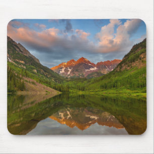 Tapis De Souris Maroon Bells se reflètent dans le lac Maroon calme