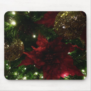 Tapis De Souris Maroon et Arbre de Noël d'or I Photo de vacances