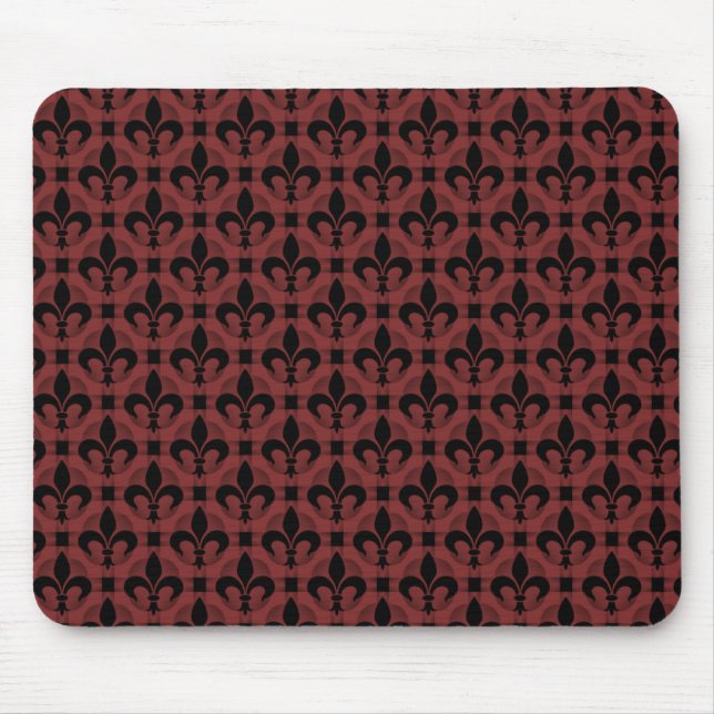 Tapis De Souris Maroon Fancy Fleur de lis Mousepad (Devant)