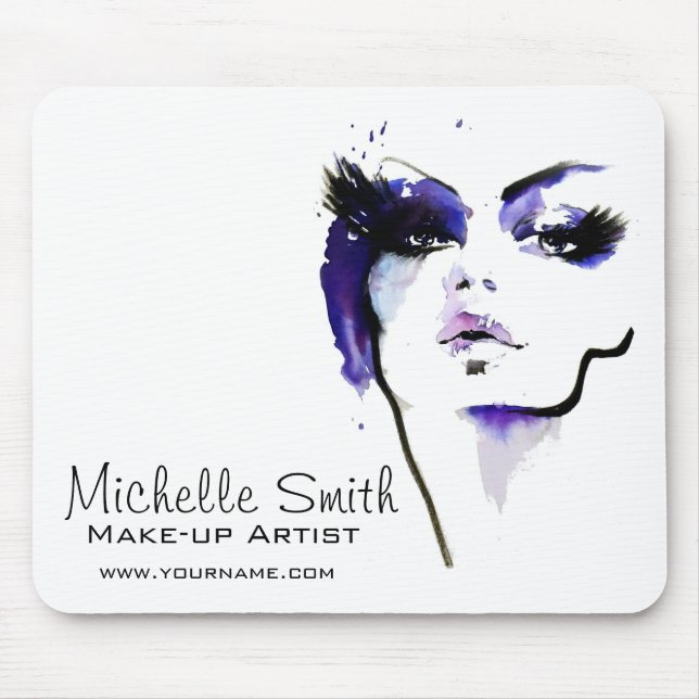 Tapis De Souris Marque d'artiste maquillage de visage d'aquarelle  (Devant)