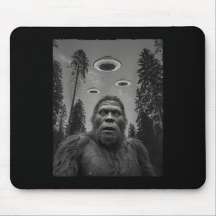 Tapis De Souris Marrant Bigfoot et Ufo Selfie