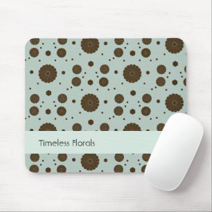 Tapis De Souris Marron foncé Micro Floral Vert sauge