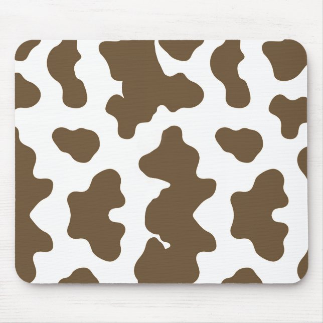 Tapis De Souris Marron rustique  & Imprimé de vache blanche Countr (Devant)