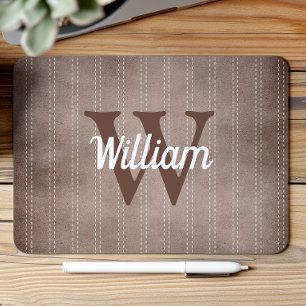 Tapis De Souris Marron Vintage Monogramme Rétro Rayures fines
