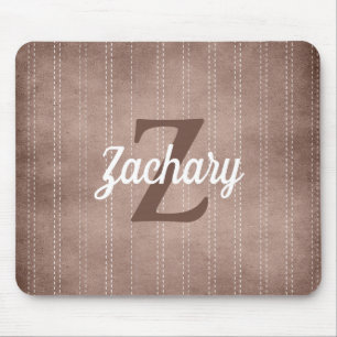 Tapis De Souris Marron Vintage Pinstripe Rétro Monogramme