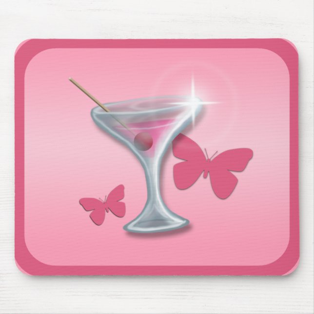 Tapis De Souris Martini papillon rose mousepad (Devant)