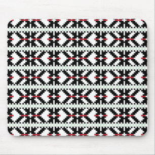 Tapis De Souris Masculine Art populaire tribal letton noir et blan