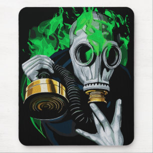 Tapis De Souris Masque à gaz toxique : Flammes néon